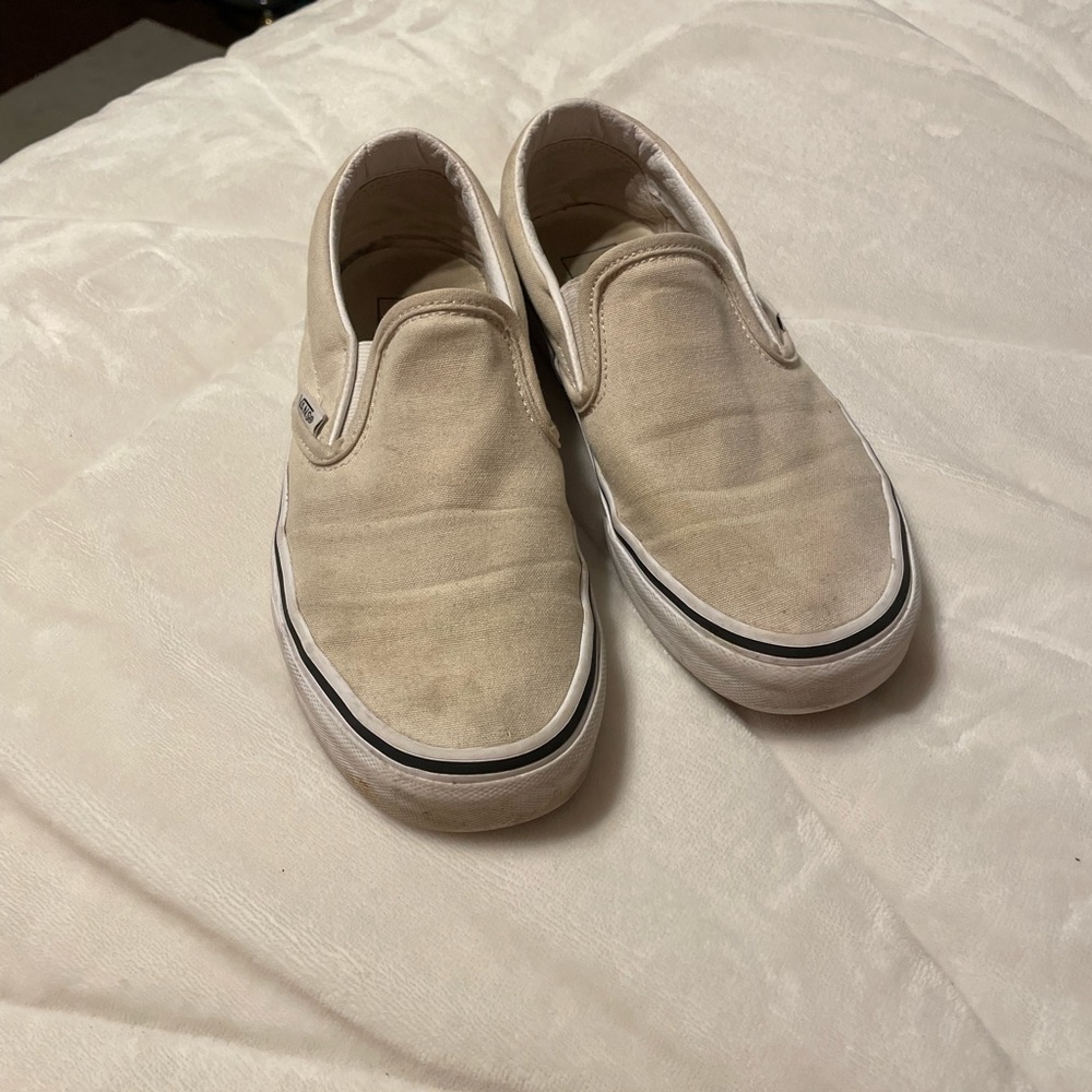 Cream Colored Vans slip ons